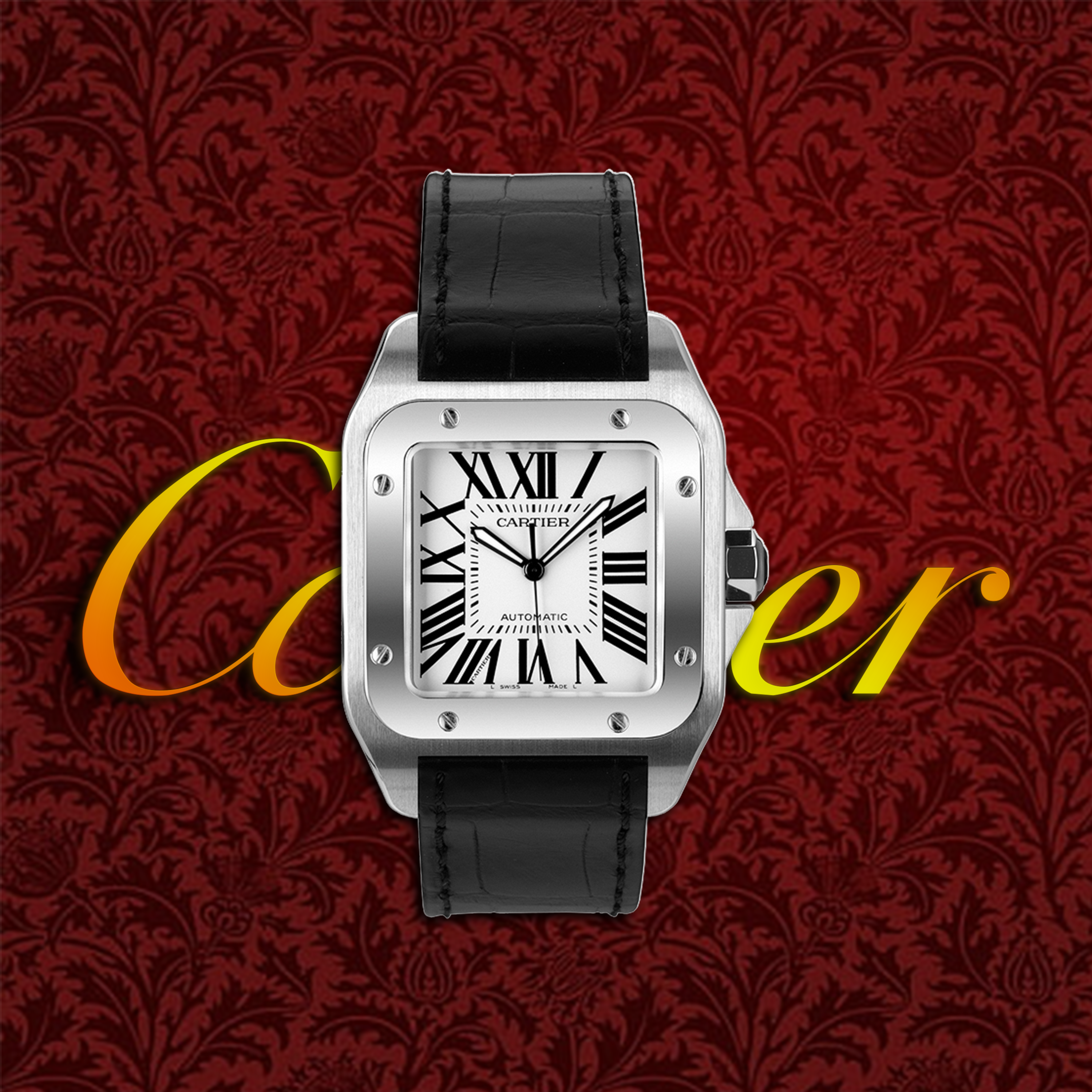 CARTIER 까르띠에 904L 신형스틸-ETA 2892-2 UP!! 산토스 100주년 워치 라지 모델 크림빛 신형 다이얼 오토매틱 무브먼트 car1048 - Cartier Santos 100 Men's Best UP! Large White Dial ETA 2892-2 Automatic Movement