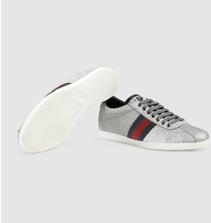 GUCCI 구찌 밤비 글리터 실버 스니커즈
