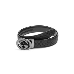 GUCCI 구찌 크롬블랙  씨마레더 오토 벨트