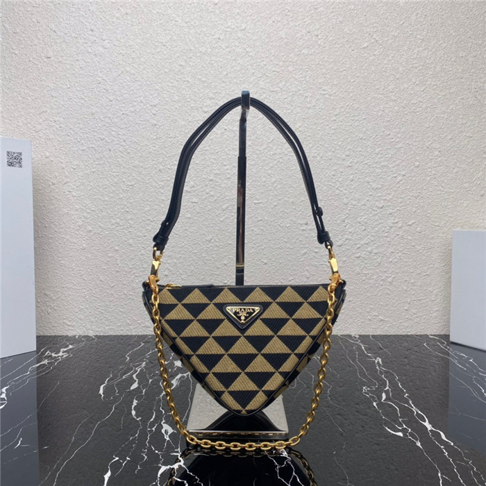 PRADA 프라다 트라이앵글 가죽 패브릭 미니 숄더백 1BC176 2COLOR