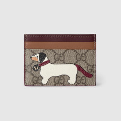 GUCCI 구찌 도그 디테일 바이컬러 GG 카드 케이스 818769