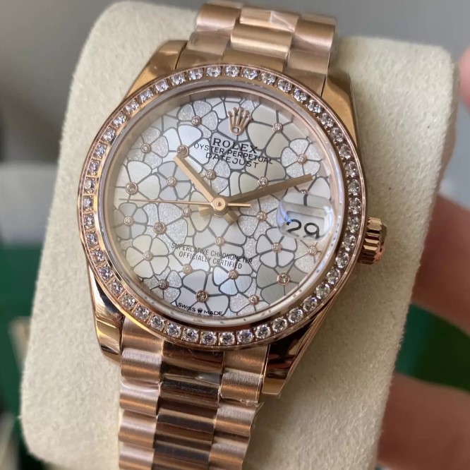 ROLEX 로렉스 여성용 데이저스트 플로럴 다이얼 다이아베젤 31mm 278285