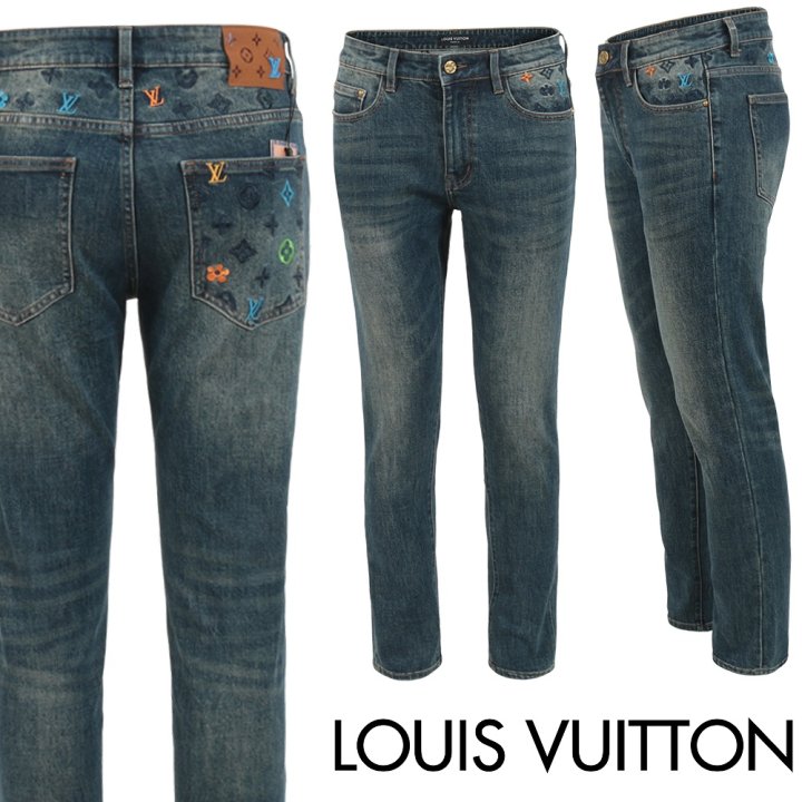 LOUIS VUITTON 루이비통 컬러 자수 워싱 슬림 일자진