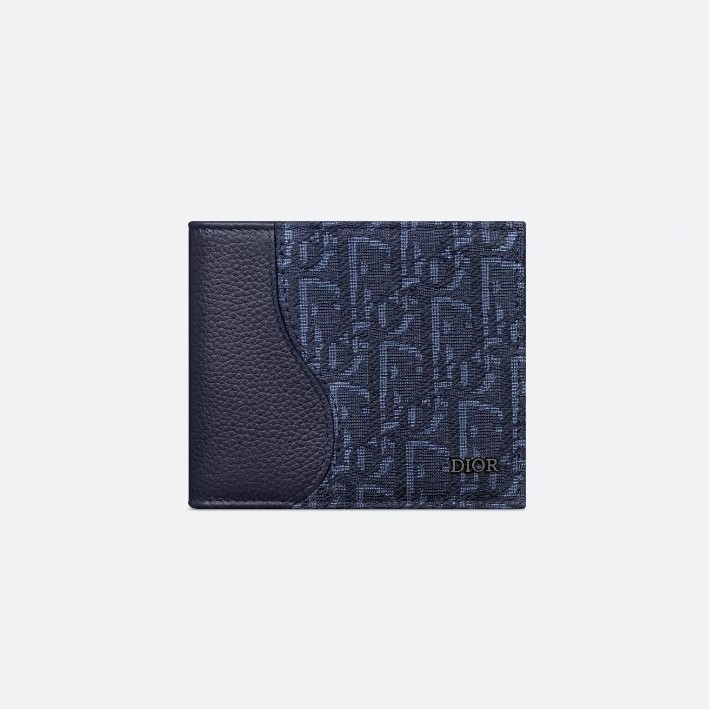 DIOR 디올 Saddle 2단 카드 오블리크 자카드 지갑 2ADBH