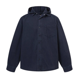 BALENCIAGA 발렌시아가 64307 톤온톤 자수 로고 데님 후드 자켓