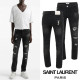 ●월간 판매 19위● SAINT LAURENT 생로랑 레터링 골드자수 데미지 블랙 슬림진