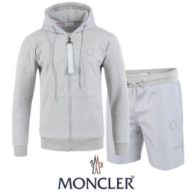 MONCLER 몽클레어 실버패치 후드집업 & 우븐 반바지 셋업