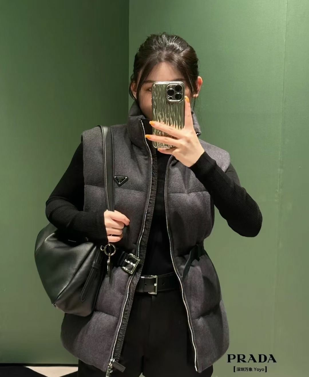 PRADA 프라다 벨트 웨이스트 울 다운 베스트