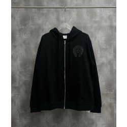 CHROME HEARTS 크롬하츠 홀스슈 레더 자수 집업 후드 자켓