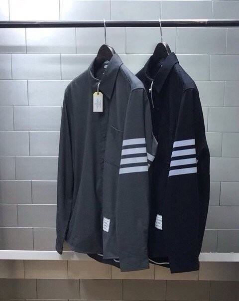THOM BROWNE 톰브라운 4BAR 울 스냅 프론트 셔츠자켓