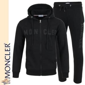 MONCLER 몽클레어 가죽 레터링 로고 후드집업 셋업 2COLOR