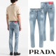 PRADA 프라다 클래식 레더그리드 워싱 슬림진